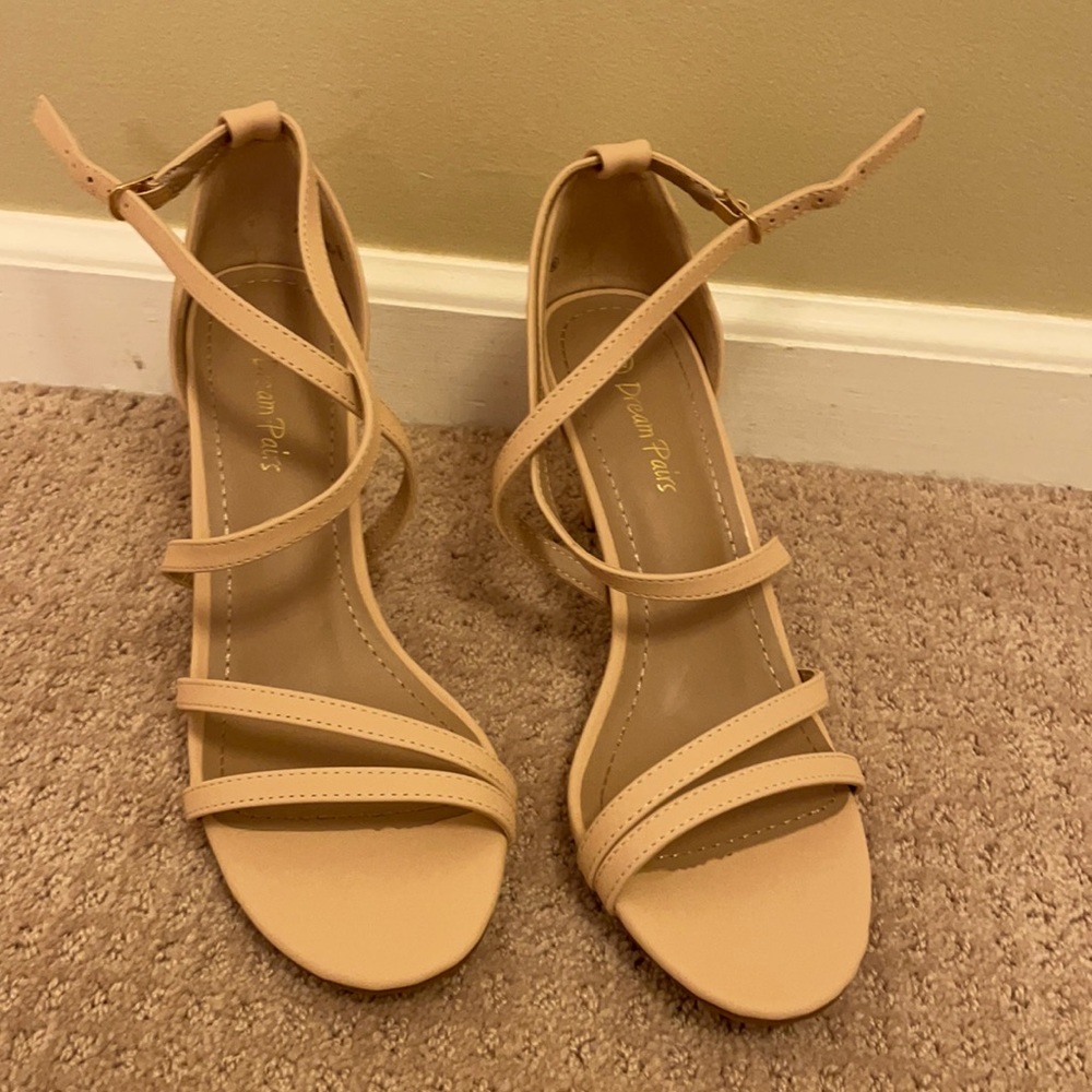 Nude strappy heels